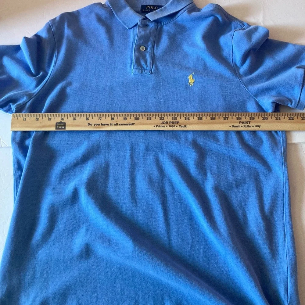 Ralph Lauren Men's Polo Shirt SZ L in sky Blue with Gold Logo 100%cotton